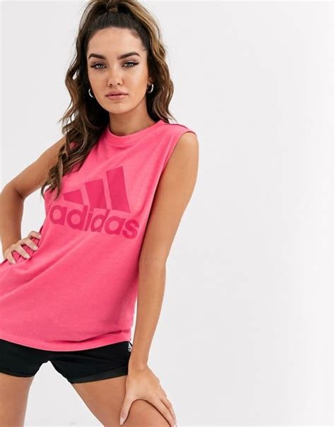 adidas tank mit weiss mit pink|Pink .